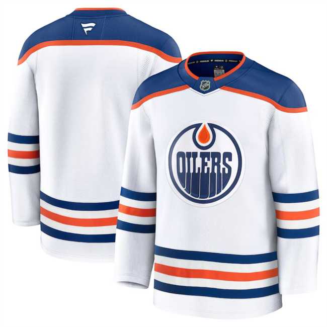 Mens Edmonton Oilers Custom White 2024-25 Away Stitched Hockey Jersey